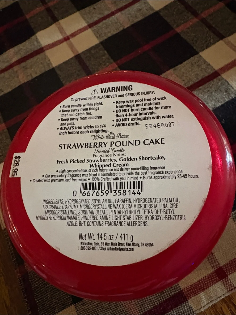 Nwt 3 wick Strawberry 🍓 Pound Cake from White Barn - Picture 3 of 4